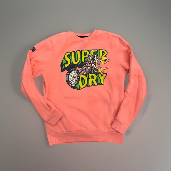 Superdry Moto Motorcyle Retro Graphic Sweatshirt Orange Crewneck Size Small - Picture 3 of 7